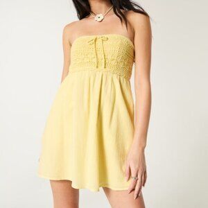 Hollister Strapless Crochet-Style Mix Mini Dress